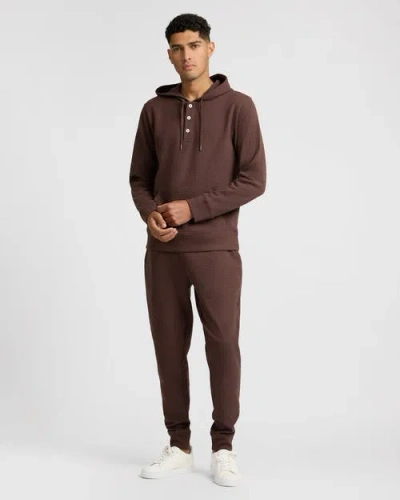 Onia Heavyweight Cotton Waffle Hoodie In Brown
