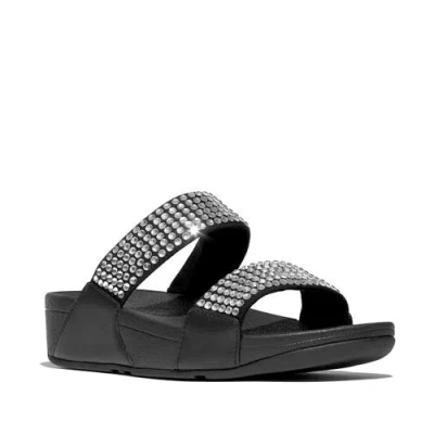 Fitflop Lulu Maxi-crystal Two-bar Slides In Black