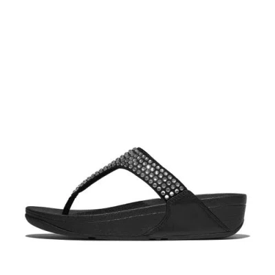 Fitflop Lulu Maxi-crystal Two-bar Slides In Black