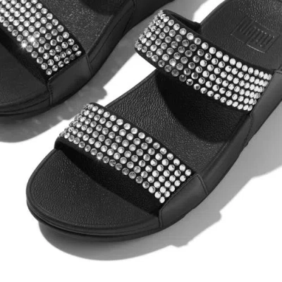 Fitflop Lulu Maxi-crystal Two-bar Slides In Black