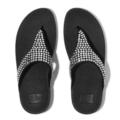 Fitflop Lulu Maxi-crystal Two-bar Slides In Black