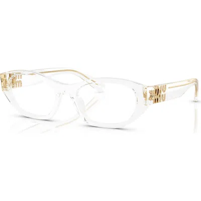 Miu Miu 53mm Irregular Optical Glasses In Gold