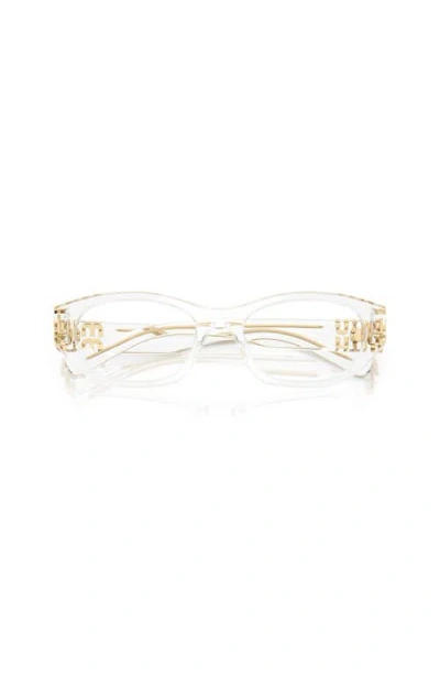 Miu Miu 53mm Irregular Optical Glasses In Gold