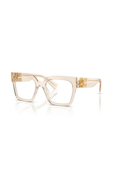 Miu Miu 52mm Square Optical Glasses In Neutral