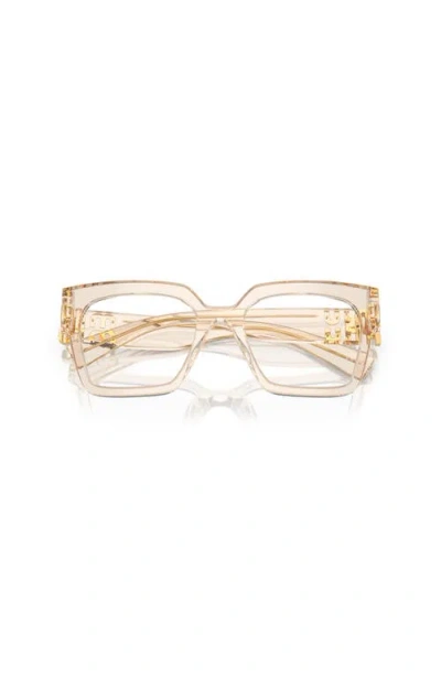 Miu Miu 52mm Square Optical Glasses In Neutral