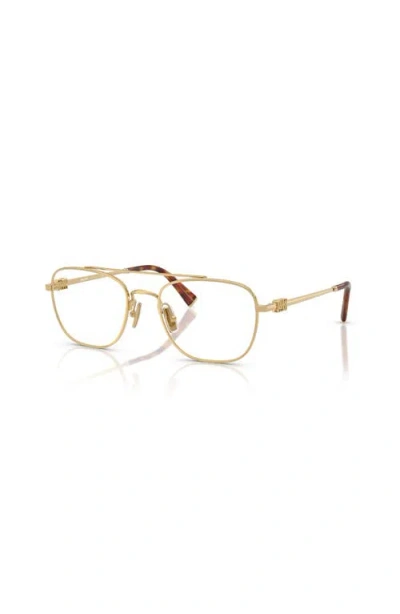 Miu Miu 51mm Square Optical Glasses In Gold