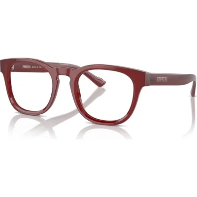 Ferrari 49mm Round Optical Glasses In Burgundy