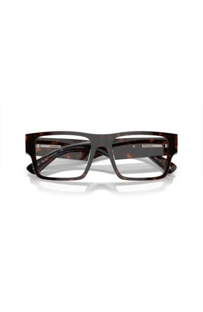 Prada 54mm Rectangle Optical Glasses In Black