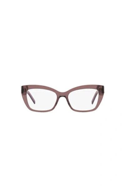 Saint Laurent 53mm Rectangle Optical Glasses In Brown