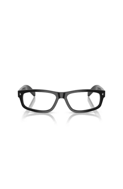 Prada 58mm Rectangle Optical Glasses In Black