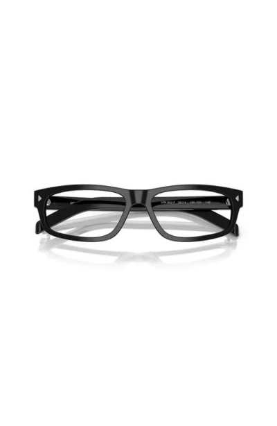 Prada 58mm Rectangle Optical Glasses In Black