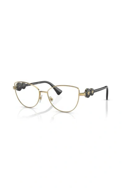 Versace 55mm Cat Eye Optical Glasses In Gold