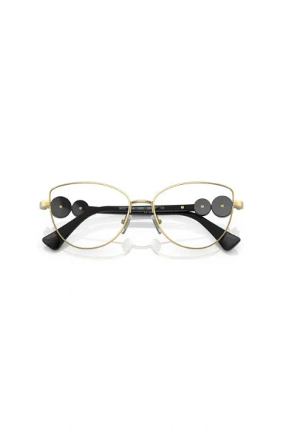 Versace 55mm Cat Eye Optical Glasses In Gold