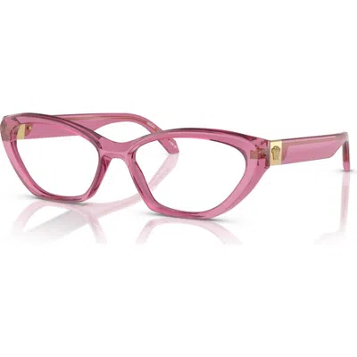 Versace 55mm Cat Eye Optical Glasses In Pink