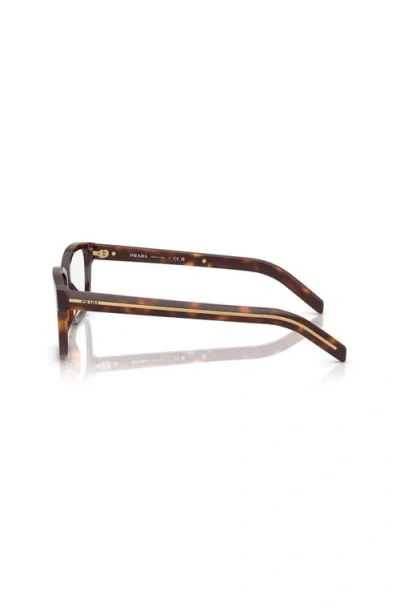 Prada 55mm Rectangle Optical Glasses In Black