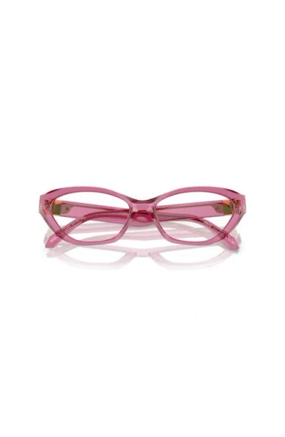 Versace 55mm Cat Eye Optical Glasses In Pink
