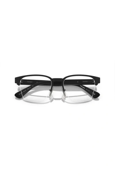 Prada 54mm Rectangle Optical Glasses In Black