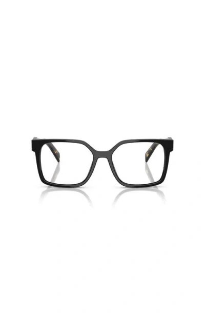 Prada 52mm Rectangle Optical Glasses In Black