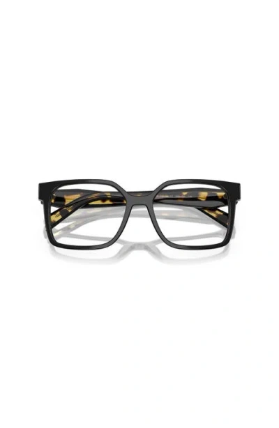 Prada 52mm Rectangle Optical Glasses In Black