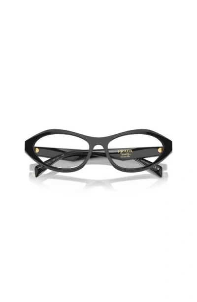 Prada 55mm Irregular Optical Glasses In Black