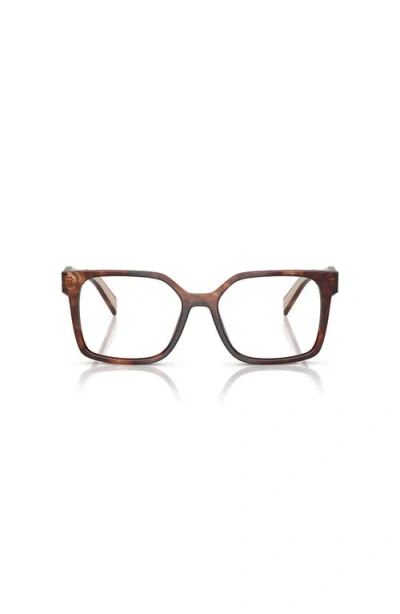 Prada 54mm Rectangle Optical Glasses In Brown