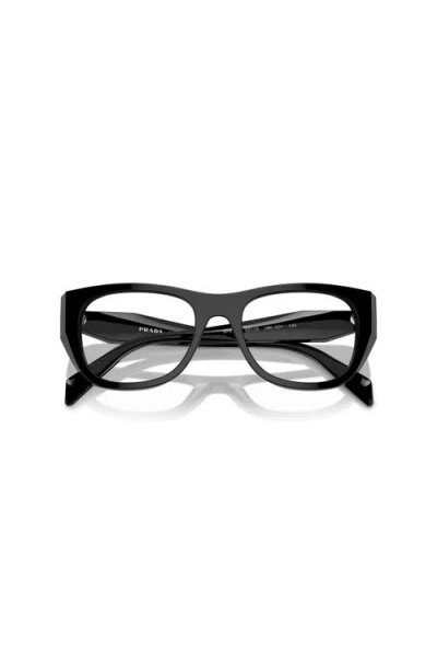 Prada 50mm Irregular Optical Glasses In Black