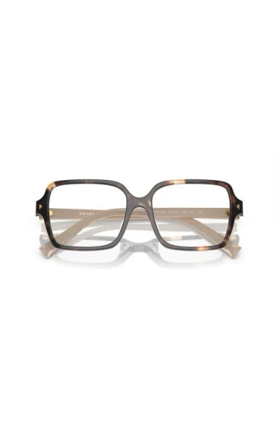 Prada 51mm Rectangle Optical Glasses In Brown