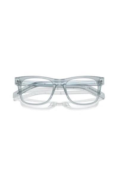 Prada 52mm Rectangle Optical Glasses In Blue