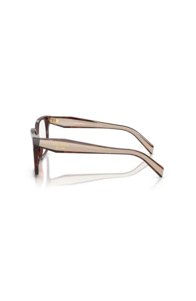 Prada 54mm Rectangle Optical Glasses In Brown