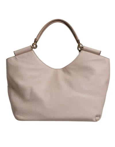 Dolce & Gabbana Light Pink Deer Leather Logo Plaque Tote Top Handle Women's Bag In Neutral