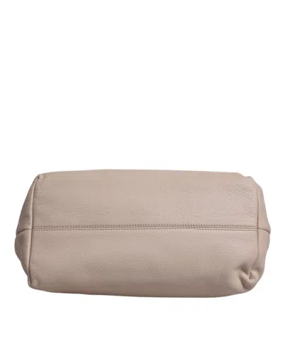 Dolce & Gabbana Light Pink Deer Leather Logo Plaque Tote Top Handle Women's Bag In Neutral