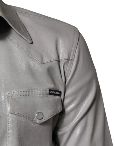 Pre-owned Dolce & Gabbana Metallic Gray Cotton Button Down Men's Shirt ()