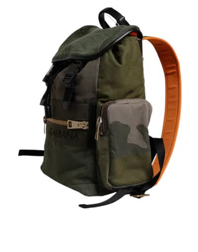 Dolce & Gabbana Military Green Patchwork School Backpack Men's Bag