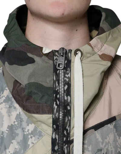 Pre-owned Dolce & Gabbana Multicolor Camouflage Full Zip Hooded Men's Jacket ()