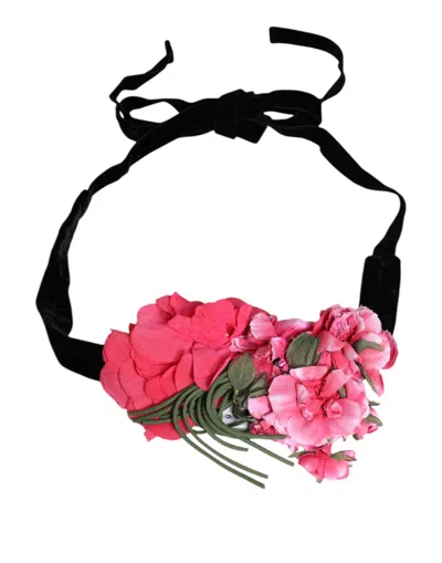 Dolce & Gabbana Multicolor Floral Applique Detail Tie Women's Belt In Multi