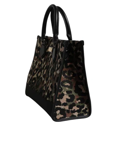 Dolce & Gabbana Multicolor Leopard Shopping Tote Shoulder Men's Bag