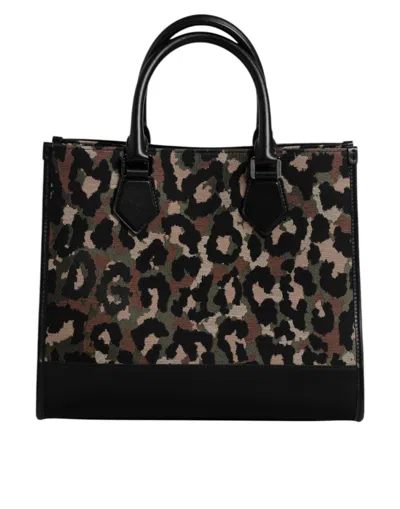 Dolce & Gabbana Multicolor Leopard Shopping Tote Shoulder Men's Bag