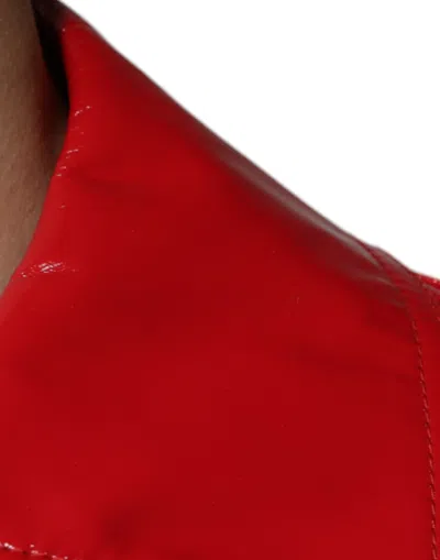 Dolce & Gabbana Red Polyester Button Down Collared Jacket In Red