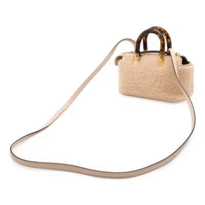 Pre-owned Fendi Pink Beige Leather Fur Handbag Shoulder Bag ()