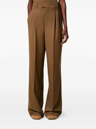 Ami Alexandre Mattiussi Ami High-waisted Light Wool Twill Trousers With Pleated Detailing In Brown