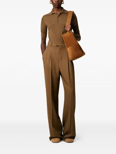 Ami Alexandre Mattiussi Ami High-waisted Light Wool Twill Trousers With Pleated Detailing In Brown