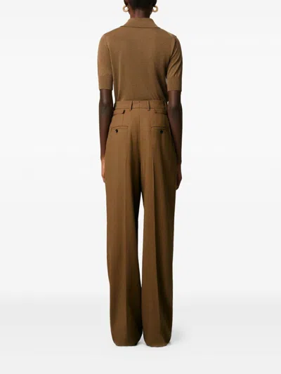 Ami Alexandre Mattiussi Ami High-waisted Light Wool Twill Trousers With Pleated Detailing In Brown