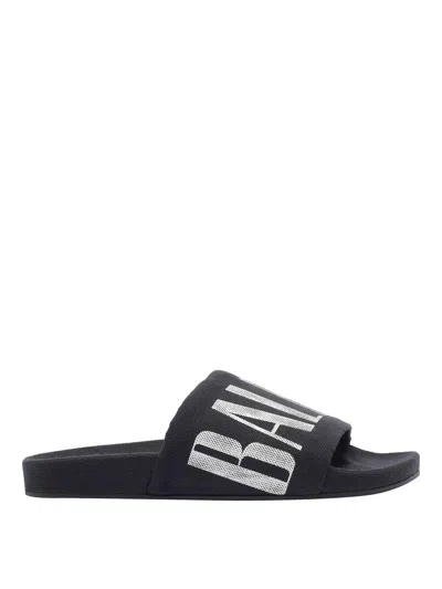 Balenciaga Slide Sandals With Flat Sole And Open Toe In Black