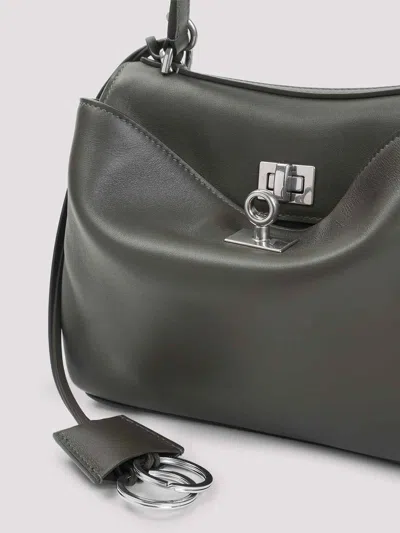 Balenciaga Ganni Shimmery Foil Denim Mini Dress In Brown