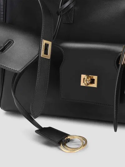 Balenciaga Mini Bel Air Leather Top Handle Bag In Black