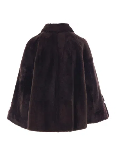 Brunello Cucinelli Reversible Shearling Outerwear With Shiny Cuff Details. In Black