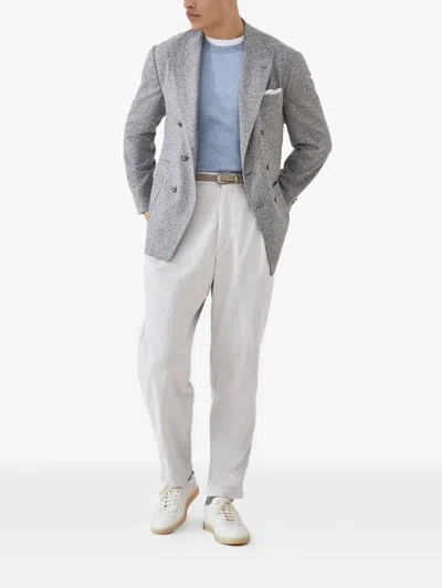 Brunello Cucinelli Cashmere Crew Neck Sweater Clothing In Blue