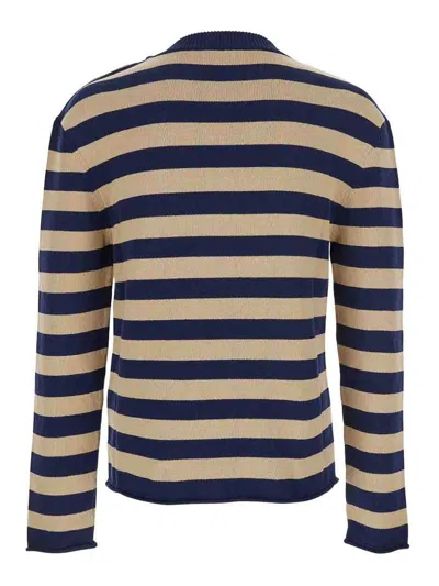 Balmain Striped Sweater With Logo Embroidery In Multi
