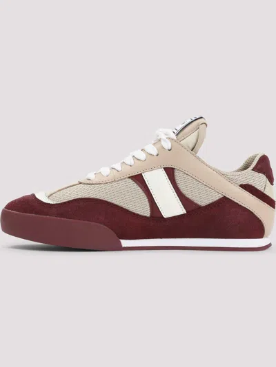 Chloé Kick Mixed Leather Retro Low-top Sneakers In Burgundy