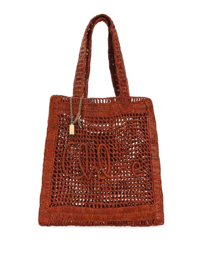 Chloé X Made For A Woman Summer Banana Small Raffia Tote Bag In Brown